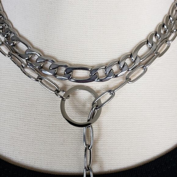 ADORNIA Mixed Chain Feather Lariat Layered Necklace NEW - Picture 6 of 8